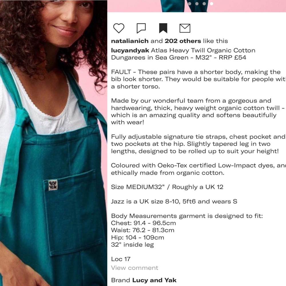 SOLD NWT Atlas Lucy & Yak Organic Cotton Overalls - Picture 3 of 12